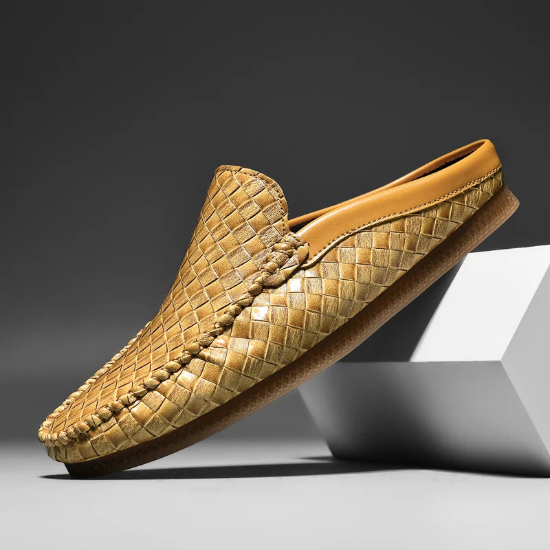EFIM WOVEN LEATHER HALF SLIPPERS