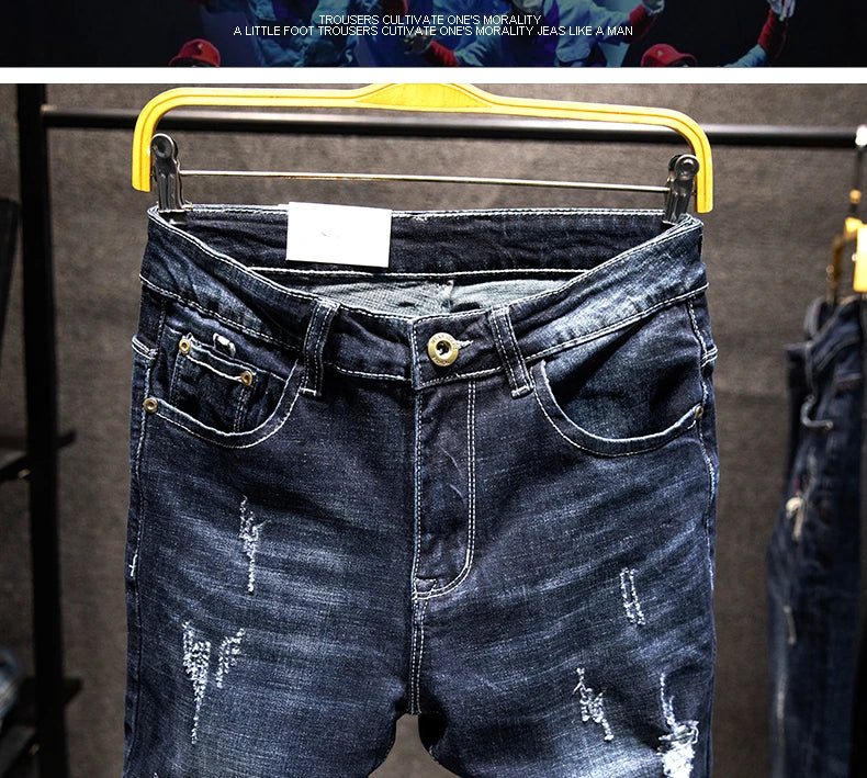 OXFORD RIPPED SLIM JEANS
