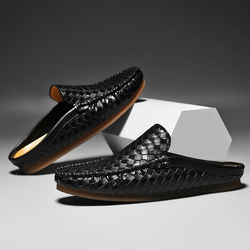 EFIM WOVEN LEATHER HALF SLIPPERS