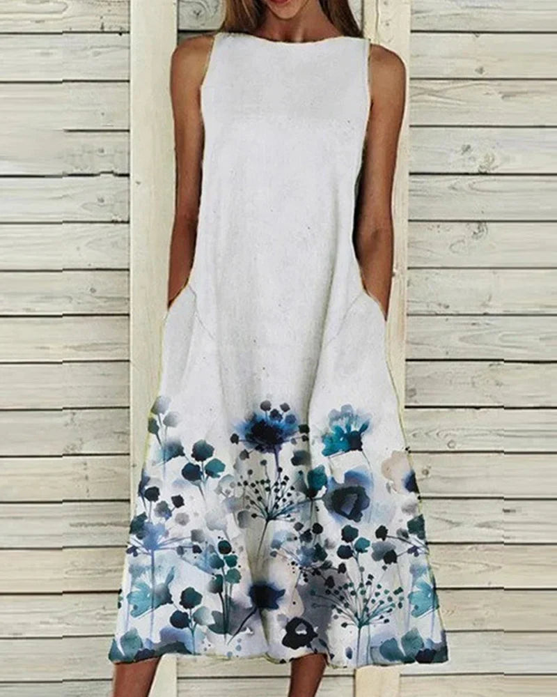Zoey - Ladies summer midi dress with floral pattern