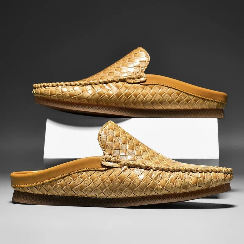 EFIM WOVEN LEATHER HALF SLIPPERS