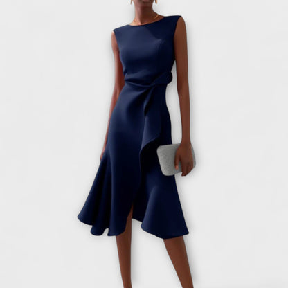 Julia - Asymmetrical Draped Midi Dress