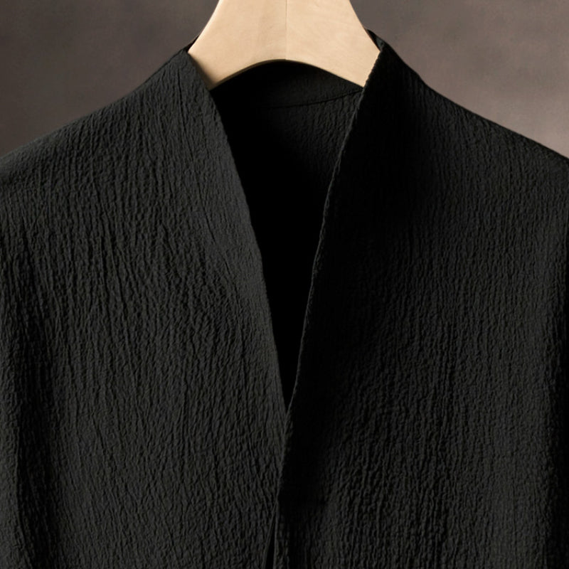 THIN ICE SILK V-NECK CARDIGAN SHIRT