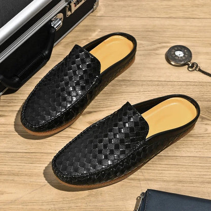 EFIM WOVEN LEATHER HALF SLIPPERS