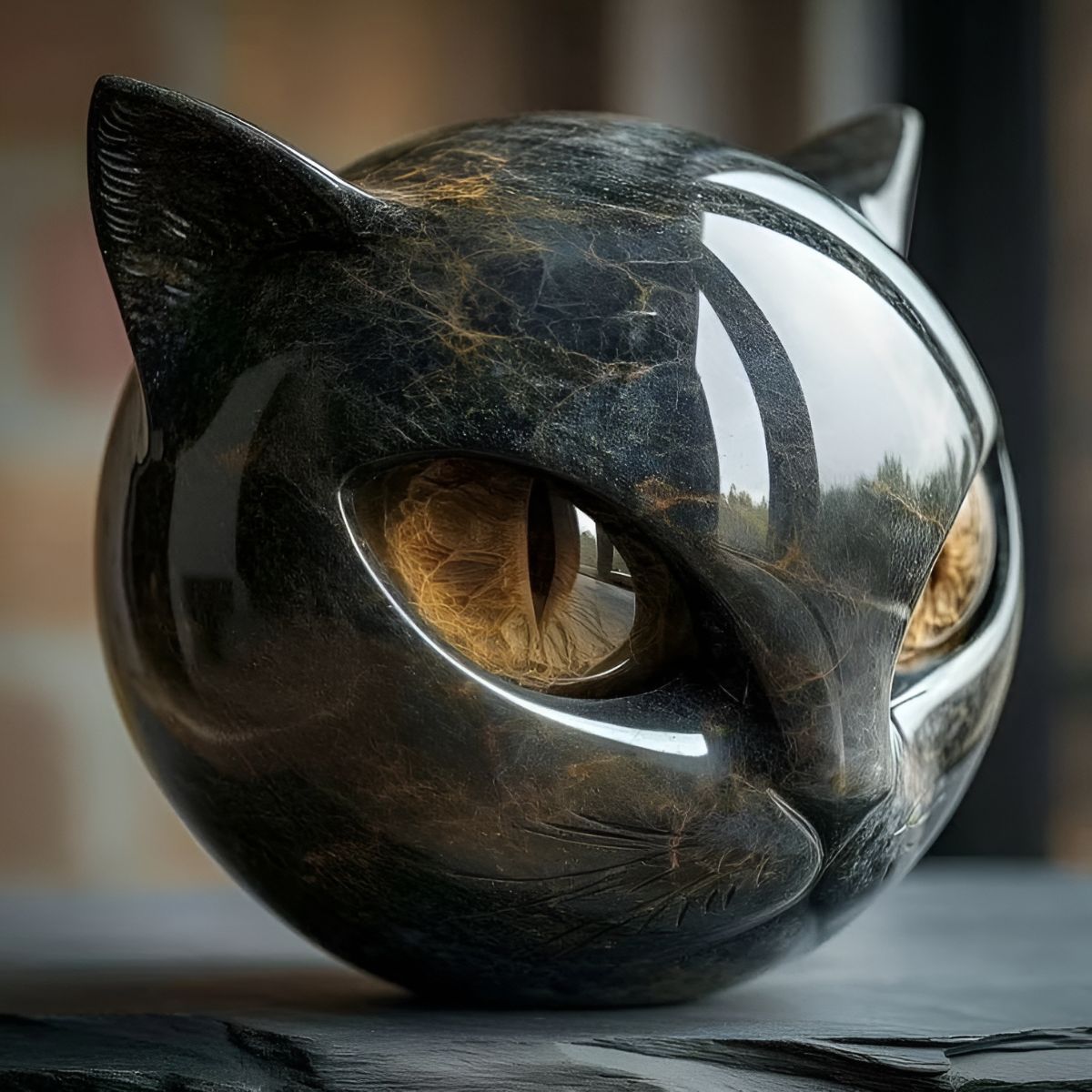 NyxCharm™ | Mystical Black Cat Head Sculpture