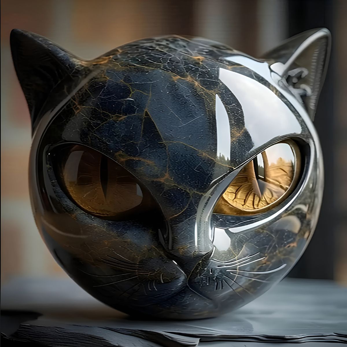 NyxCharm™ | Mystical Black Cat Head Sculpture