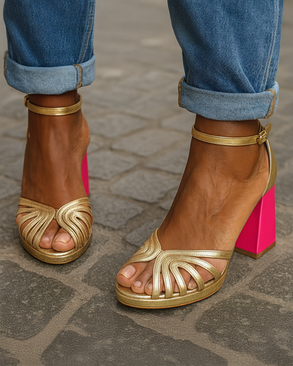 Olvira - Elegant Wide Heel Sandals