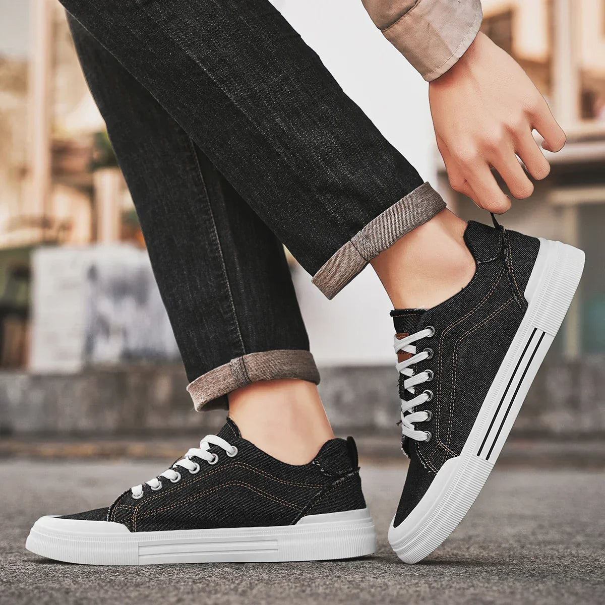 VALON LOW-TOP DENIM SNEAKERS