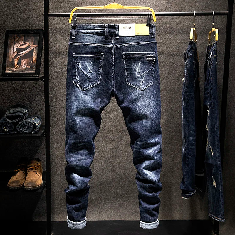 OXFORD RIPPED SLIM JEANS