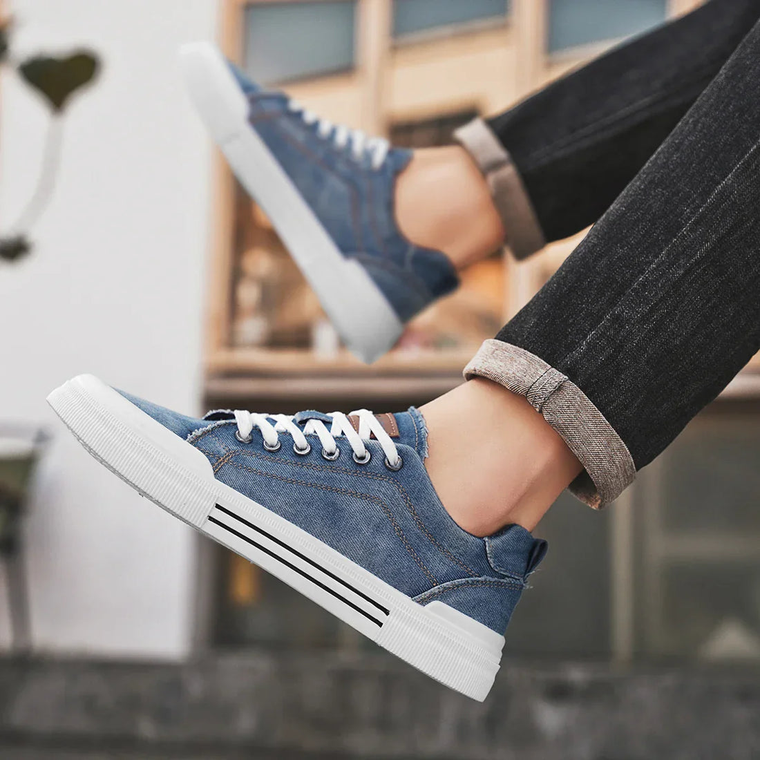 VALON LOW-TOP DENIM SNEAKERS