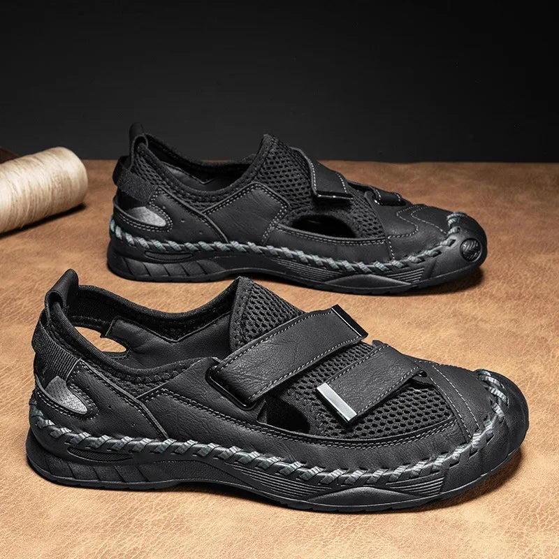 LUCA VELCRO LEATHER SANDALS