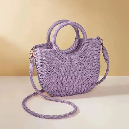 Handwoven Straw Crossbody Shoulder Bag