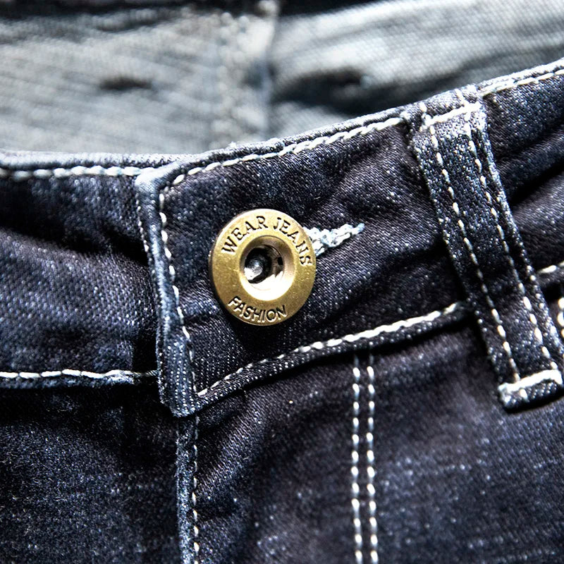 OXFORD RIPPED SLIM JEANS