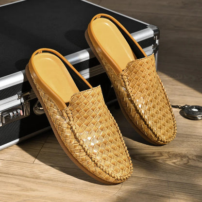 EFIM WOVEN LEATHER HALF SLIPPERS
