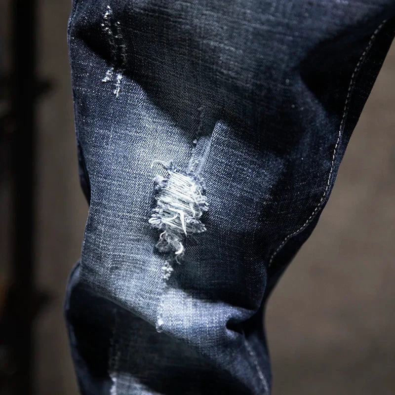 OXFORD RIPPED SLIM JEANS