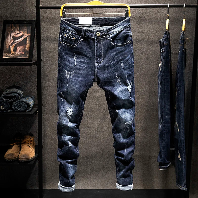 OXFORD RIPPED SLIM JEANS