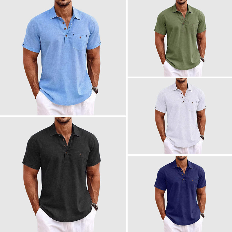 THEODORE WILLOW LINEN POLO SHIRT