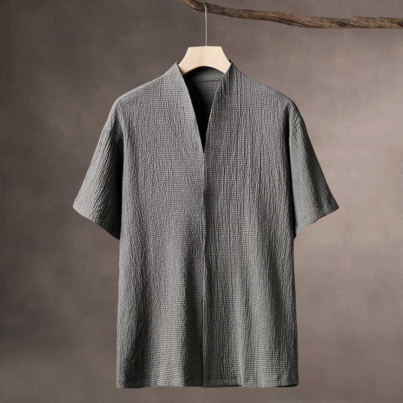 THIN ICE SILK V-NECK CARDIGAN SHIRT