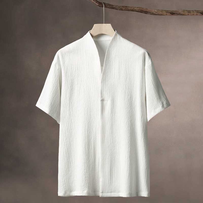 THIN ICE SILK V-NECK CARDIGAN SHIRT